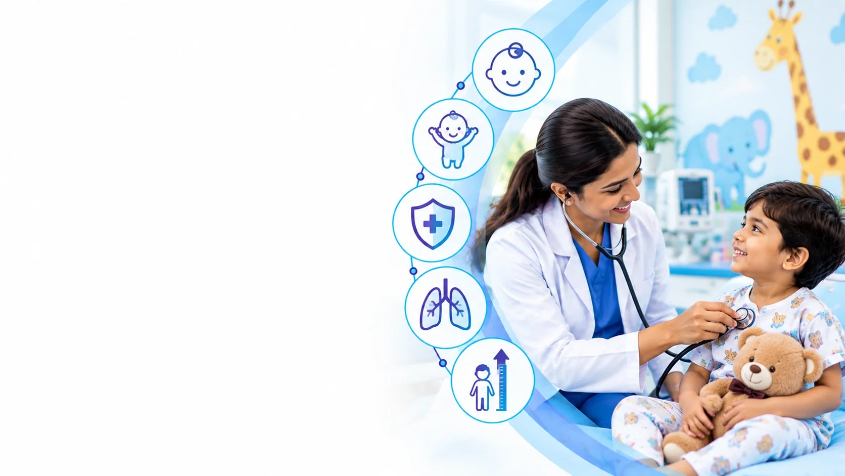 Pediatrician checking baby health at Vasavi Hospitals, Bengaluru