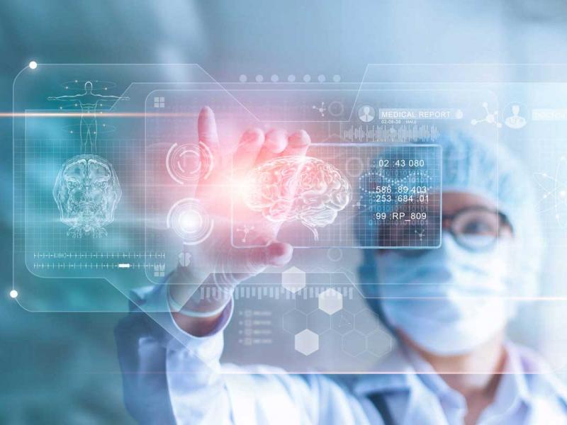 Doctor using digital technology for advanced brain and neurosurgical treatment